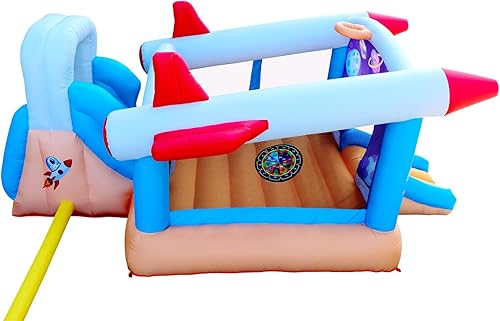 Miniatura 3 de WELLFUNTIME Casa inflable de rebote con doble tobogán, castillo de salto con ventilador y borde de baloncesto, juego objetivo, trampolín grande