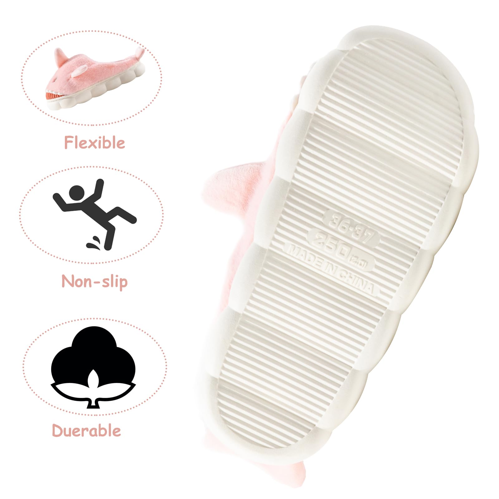 Fadezar Pantofole Donna Squalo/Mucca Ciabatte Donna Uomo Peluche Calde leggere Morbide Comode e Antiscivolo Ciabatte Invernali