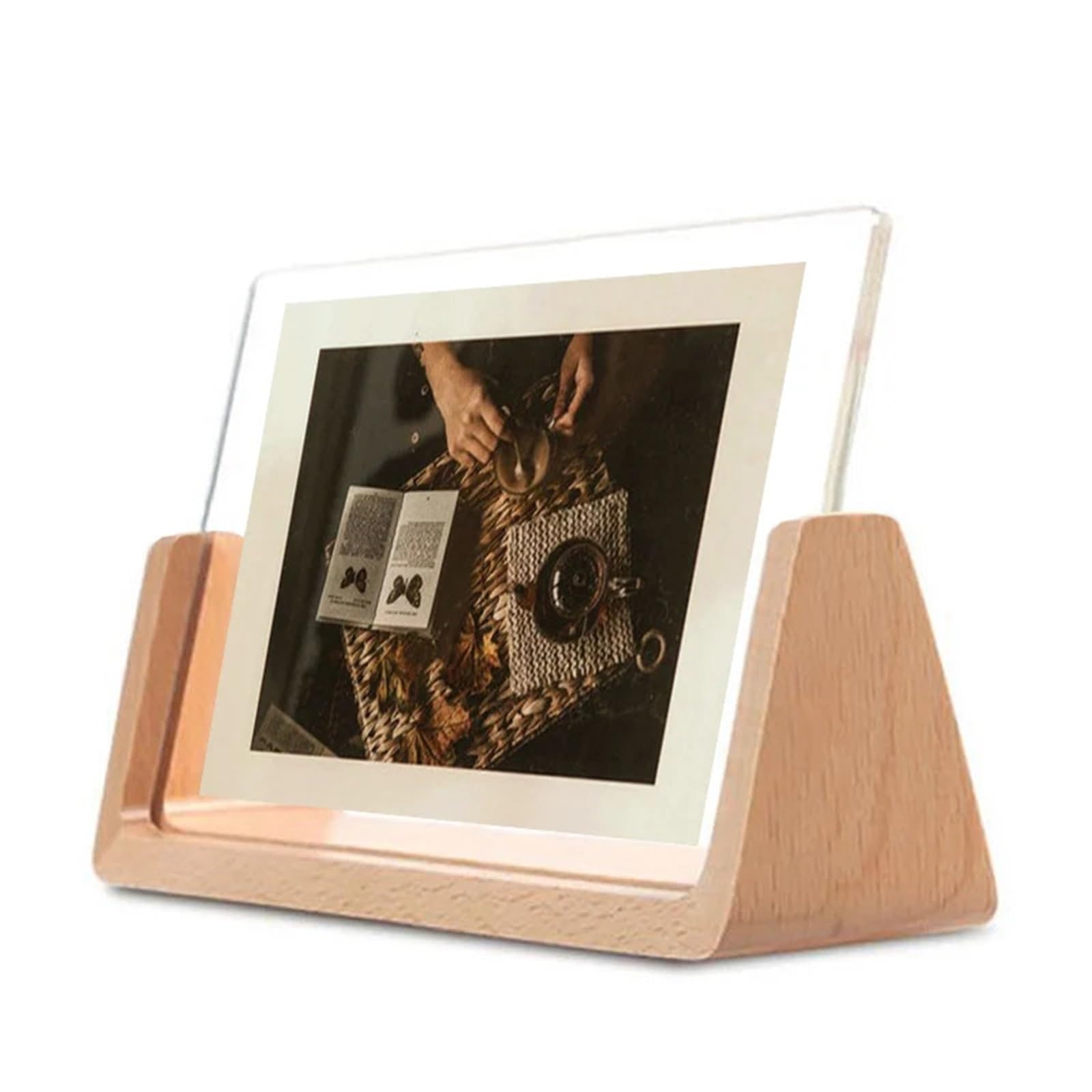 DAJGRHE Photo Frame Creative Photo Frame Set U Shape Transparent 10X15 13X18 15X20 20X25cm Desktop Wood Pictures(Horizontal Photo,10X15cm 6inch)