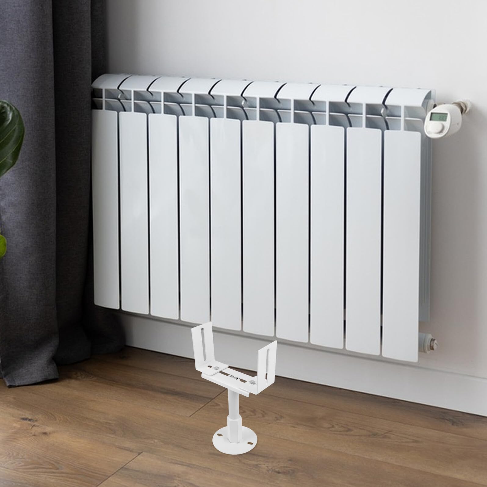 COLLBATH Support de Radiateur Vertical au Sol en Acier Réglable Blanc