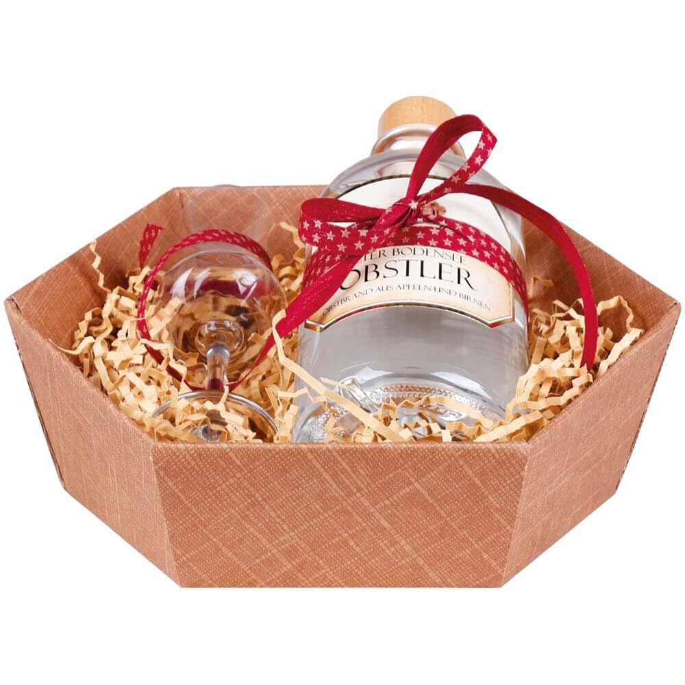 Geschenkkorb Seta 6-eckig Naturfarben klein 28 x 22 x 11 cm, 25 Stück