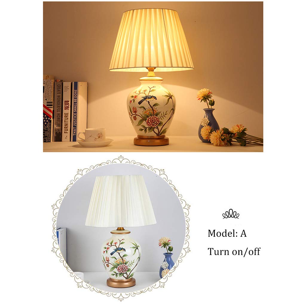Lampada Da Tavolo In Tessuto Lino Con Paralume E27 - Stile Minimal Per Camera Da Letto, Soggiorno E Ufficio (Interruttore A Pulsante, Lampadina Esclusa) - 3