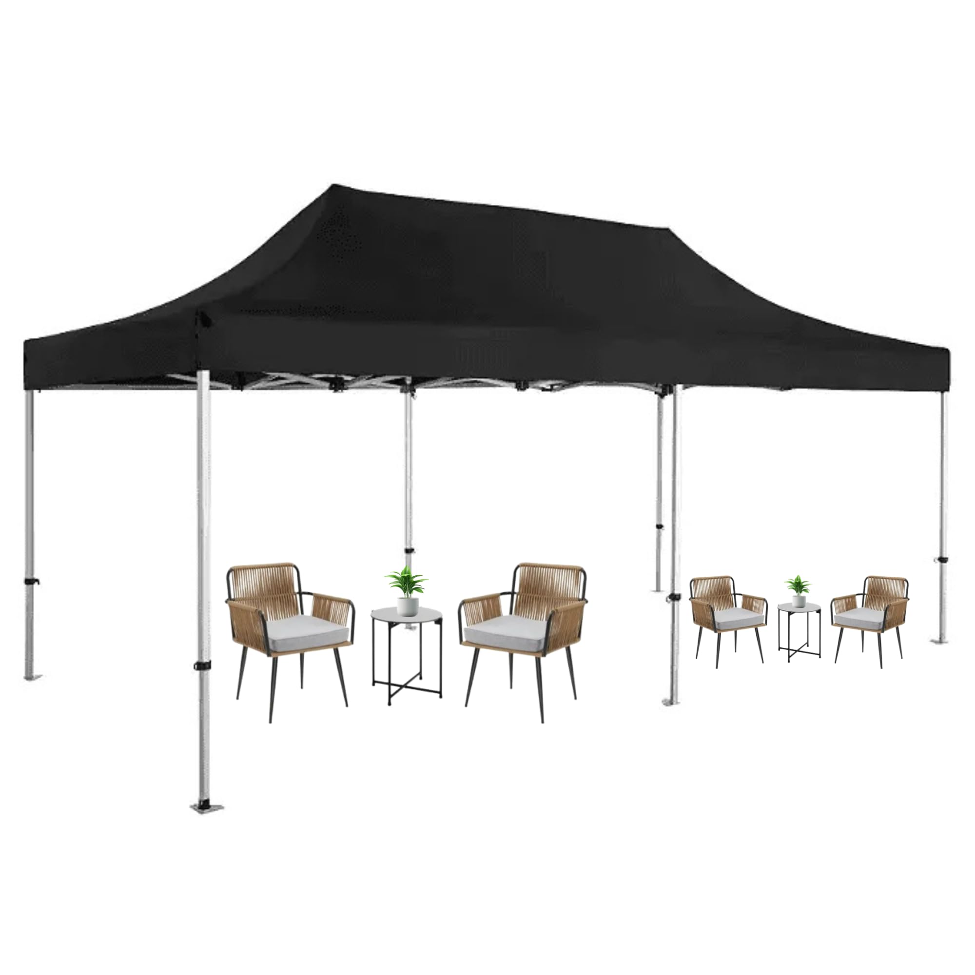 THESHELTERS - 10x20 ft Pop Up Outdoor Canopy Tent, Instant Folding Portable Shelter Garden Tent for Decoration, Party, Event, Wedding & Camping (Black 00)