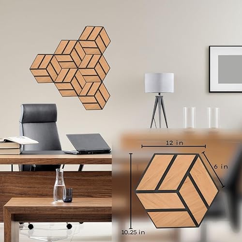 Miniatura 3 de Paneles hexagonales de madera acústica  Juego de 12 paneles de pared para insonorización y decoración elegante  Paneles de Madera Decorativos y