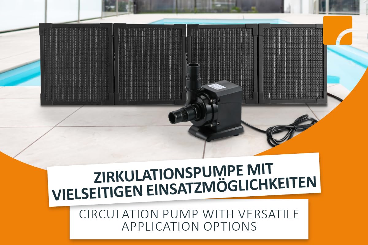 Steinbach Bomba de circulación con panel fotovoltaico – 040613 – Potencia de la bomba 3.000 l/h – Para piscinas con una capacidad de agua de hasta 19.000 l – Con un panel fotovoltaico plegable de 30 W