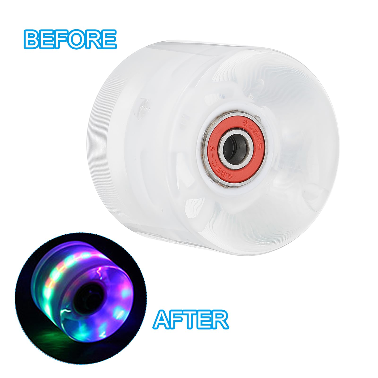 Ruote Per Skateboard Luminose 60x45mm – Set Di 4, Durezza 78A, Con Cuscinetti, Per Pattini A Quattro Ruote