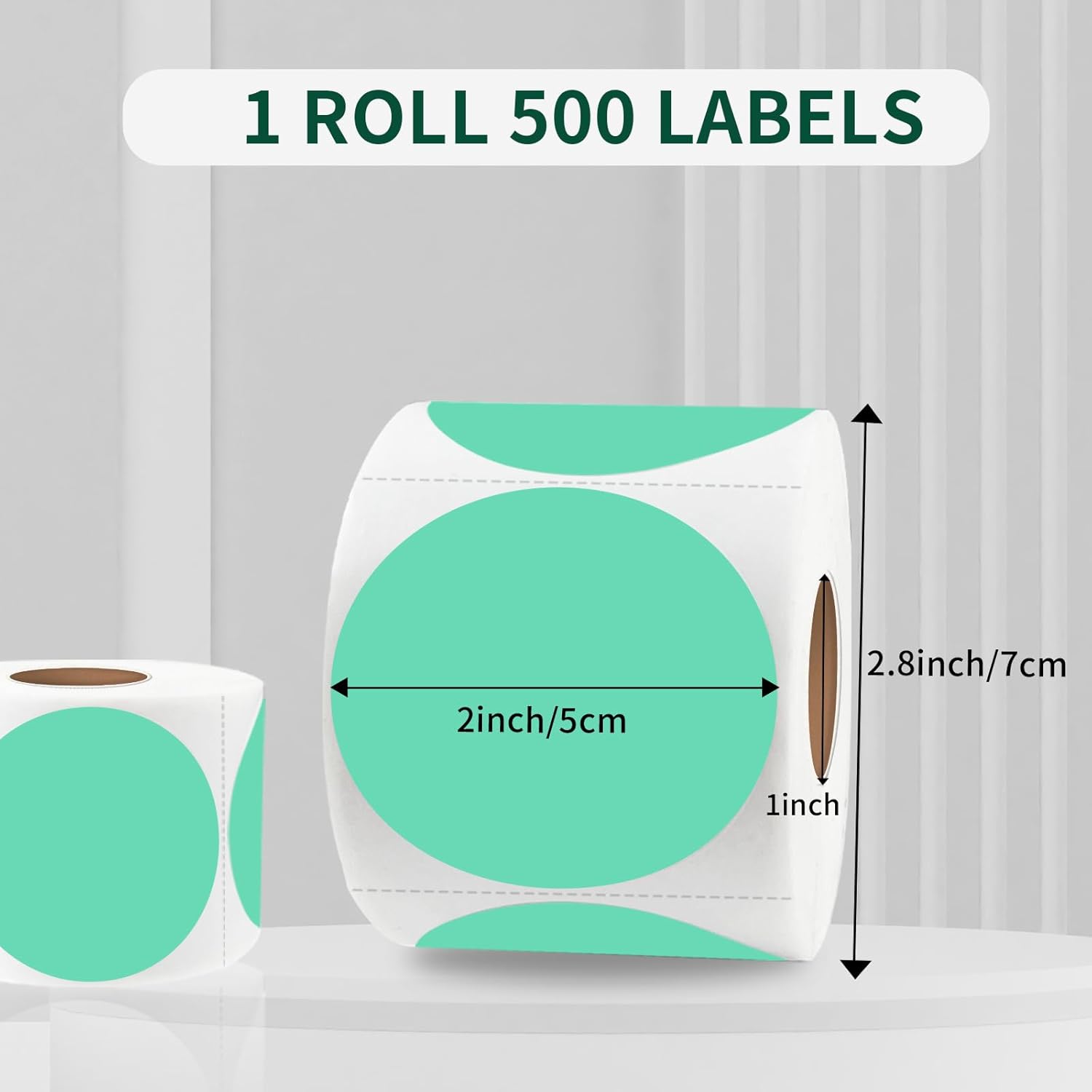 starboling Thermal Labels,2 Inch Cyan Round Thermal Printer Stickers,Self-Adhesive Round Direct Thermal Labels,Thermal Stickers for DIY Logo Design,Name Tag (500/Roll) - Image 2