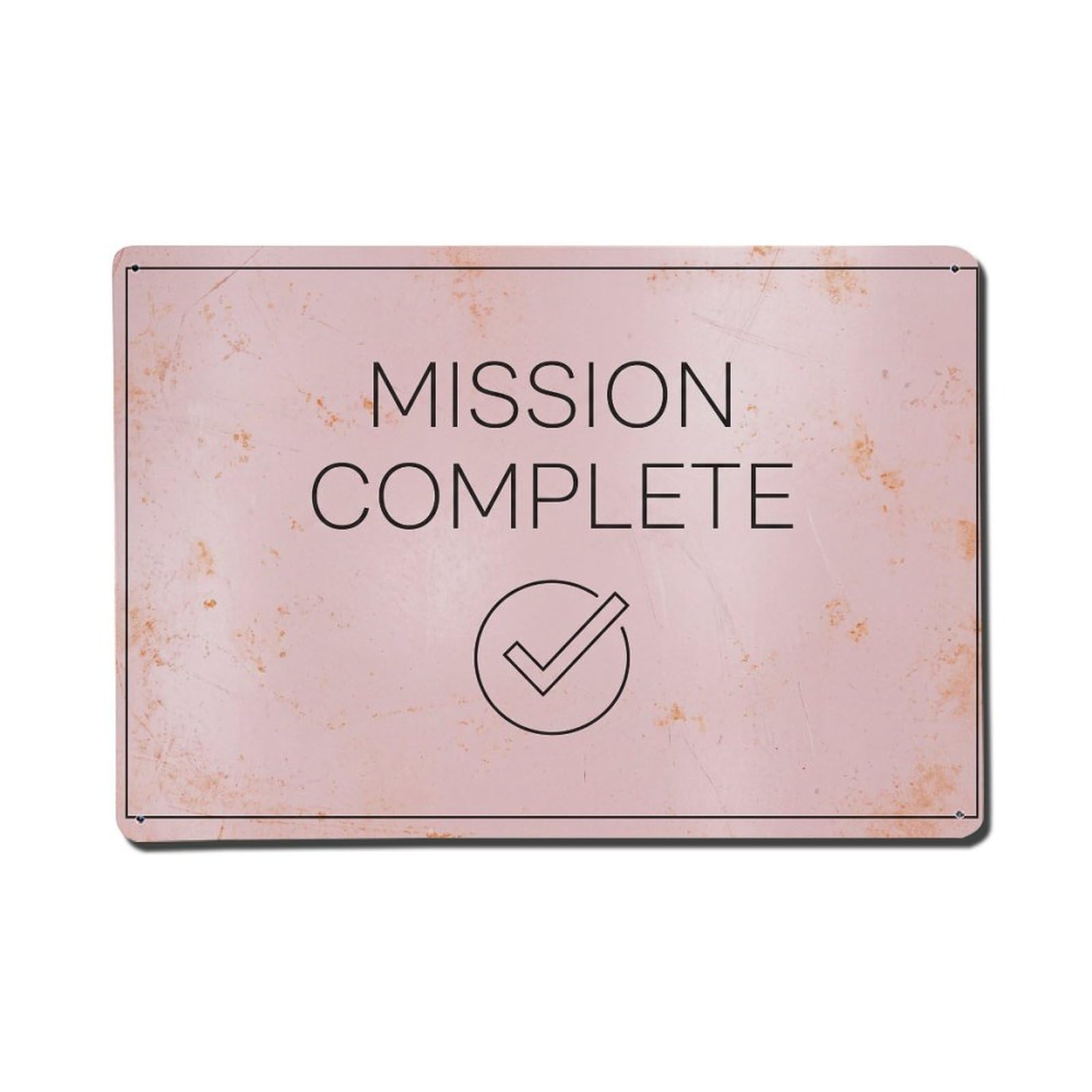 Olhnbad Style Mission Complete Toilet Humor Minimal Modern Metal Tin Sign