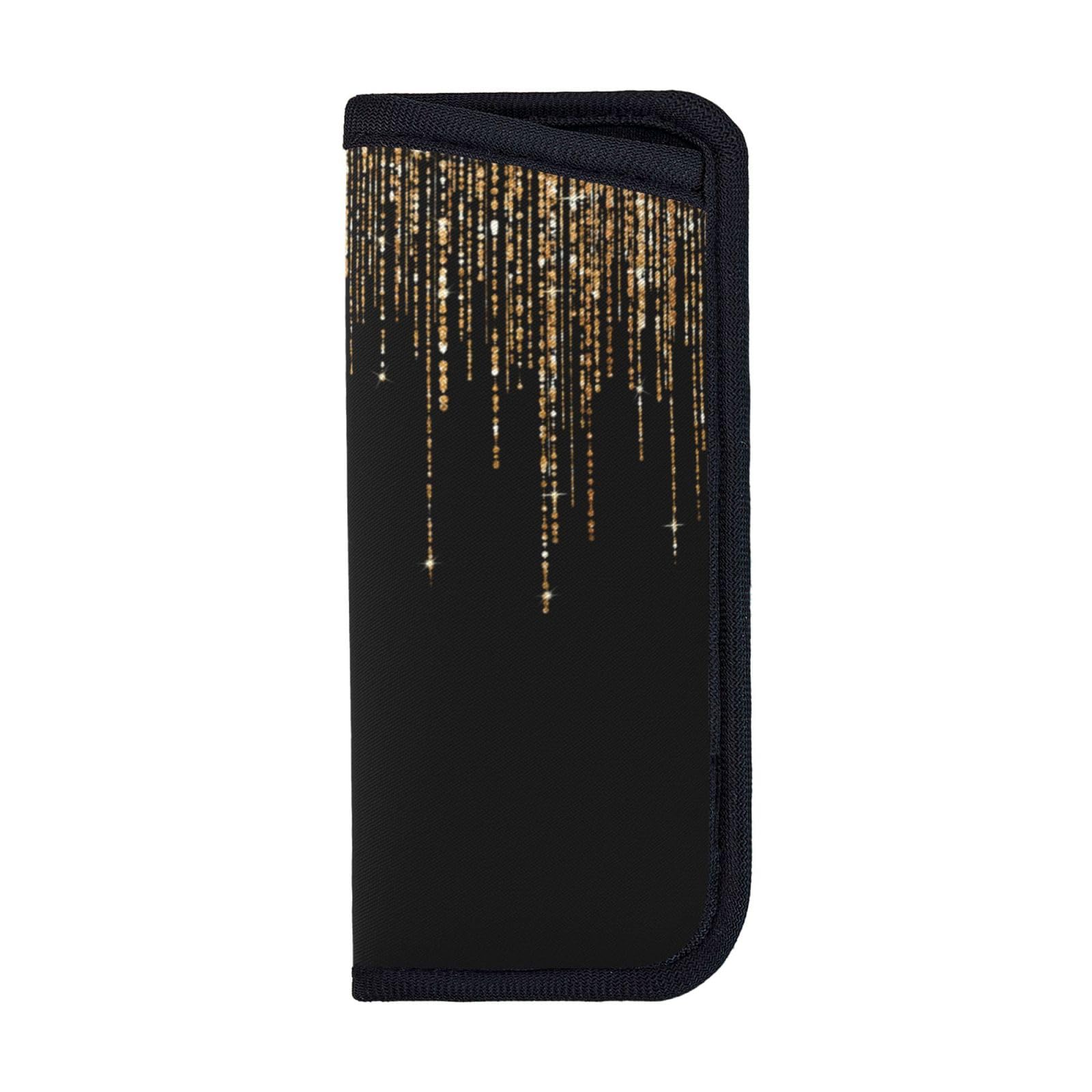 EgoMed Glasses Case,Anti-Scratch Spectacles Sleeve Portable Eyewear Case Sunglasses Case, Black Gold Sparkly Glitter