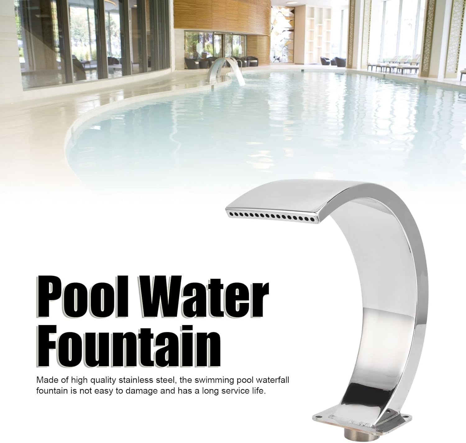 Déversoir de Cascade en Acier Inoxydable 304, Fontaine de Jardin extérieure élégante au Design arqué, idéale pour décorer Un Bassin ou Une terrasse, Durable et Facile à Installer, 26,4 x 9,9