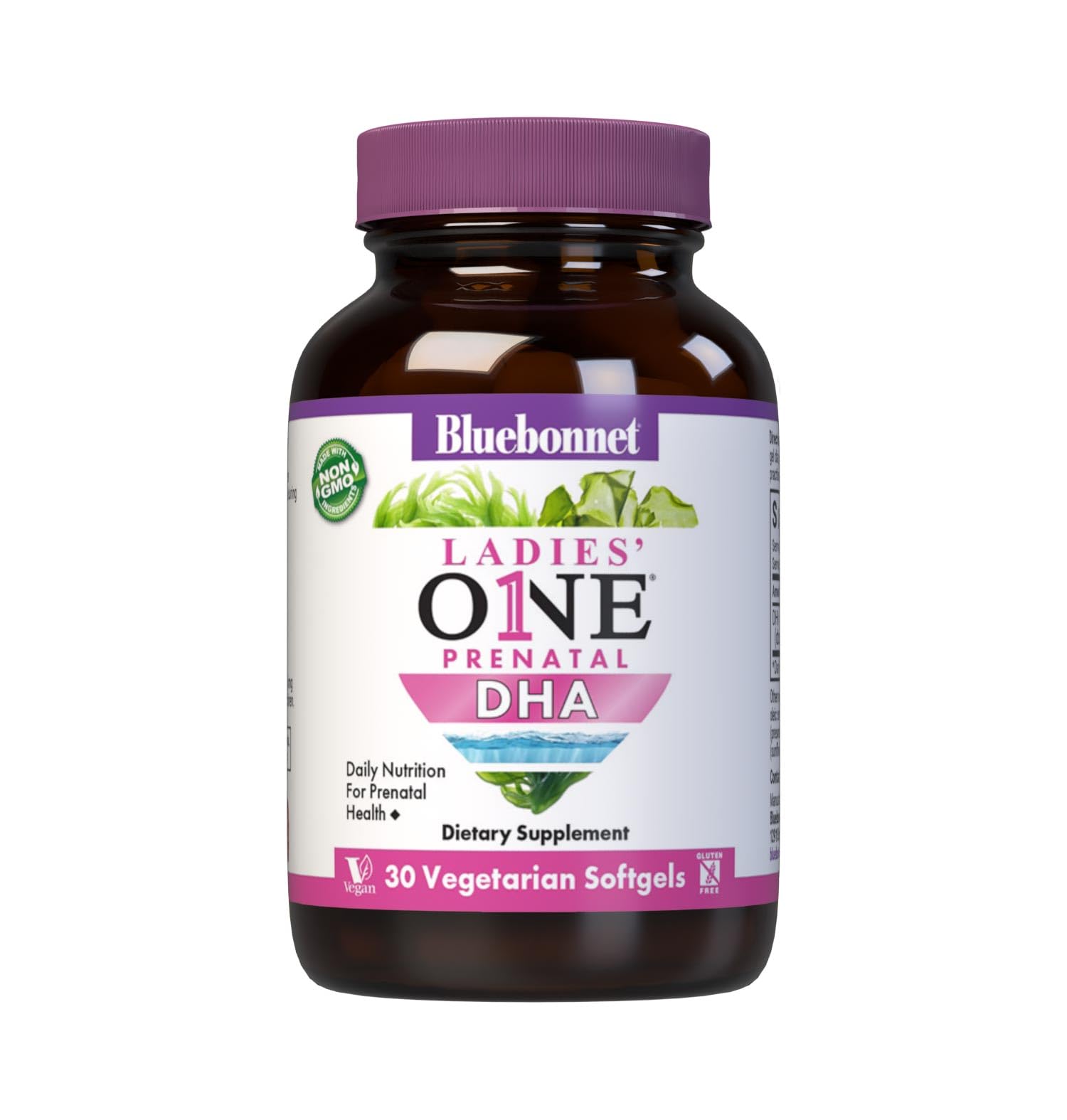 Bluebonnet Nutrition Ladies' One Prenatal DHA, Daily Nutrition for Prenatal Health*, Non-GMO, Vegan, Gluten-Free, 30 Vegetarian Softgels, 30 Servings 1