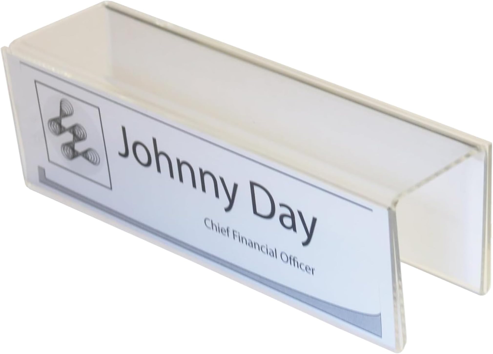 – 8.5 x 2.5 Double Sided Frame Acrylic Name Plate Holder with 3" Hook – Cubicle Wall Mount Desk Name Plate Display for Office (10 pack)