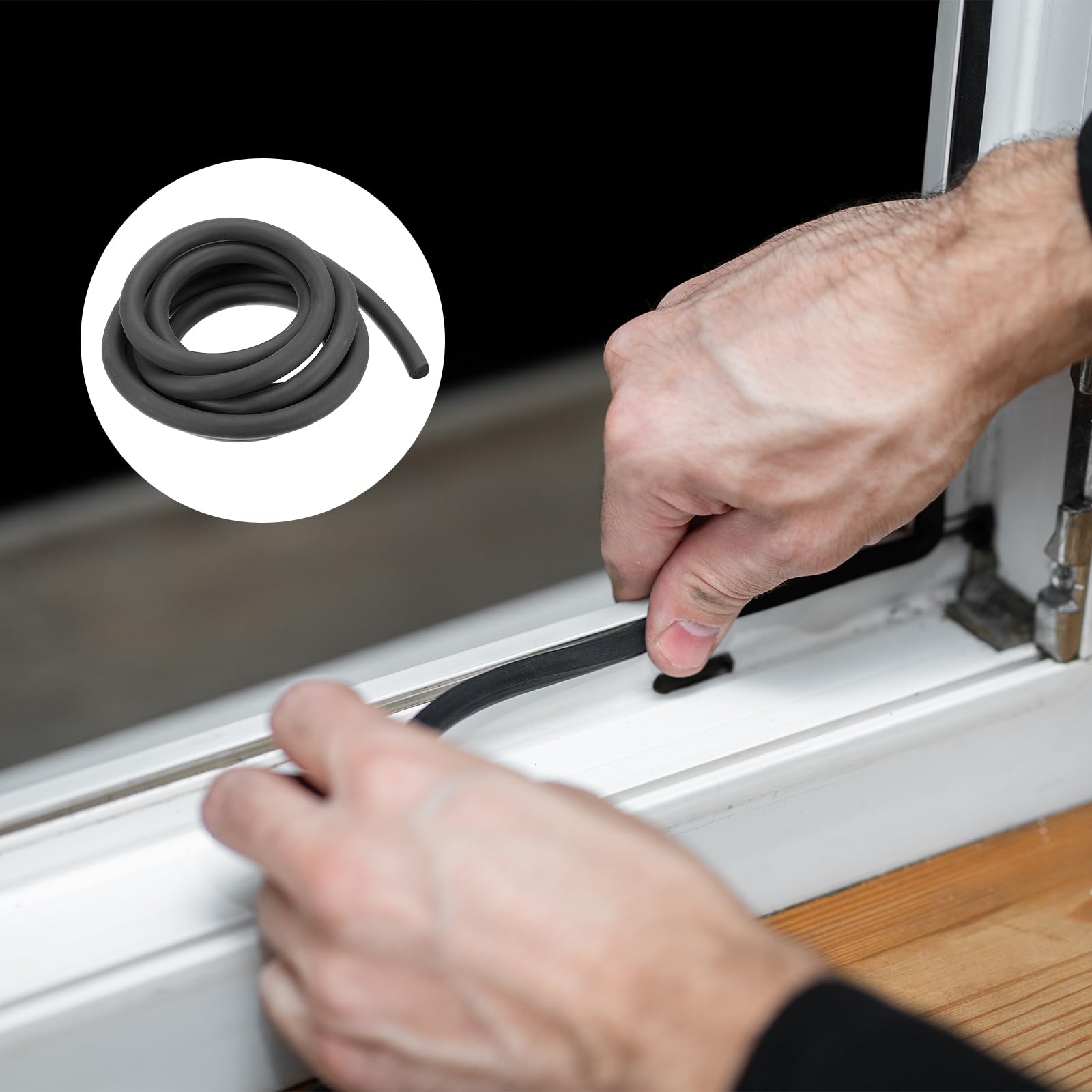 METALLIXITY Sponge Rubber Sealing Strip (8.2Ft x 0.57" W), Round Solid Seal Watertight Weatherstripping - Image 3
