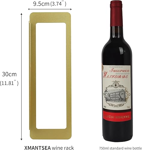 Miniatura 6 de Estante para vino montado en la pared, soporte de metal negro para botellas de vino, soporte de pared para botellas de vino estándar, almacenamiento