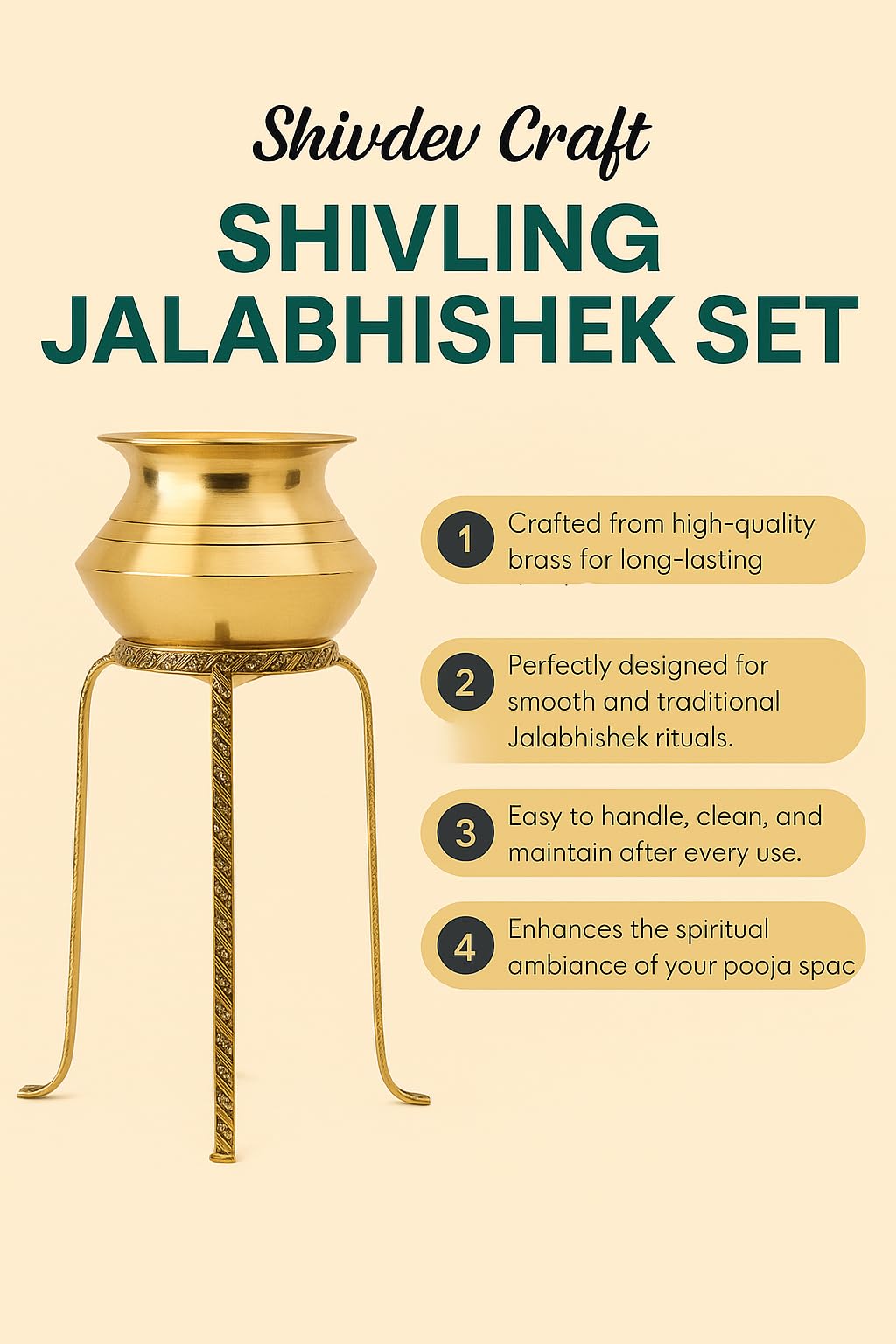 Brass Shivling Stand - Jalabhishek Set for Pooja -6