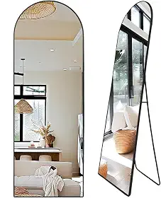 Espelho de Corpo Inteiro Arco 170x70cm Moldura Preta em Alumínio Chão e Parede