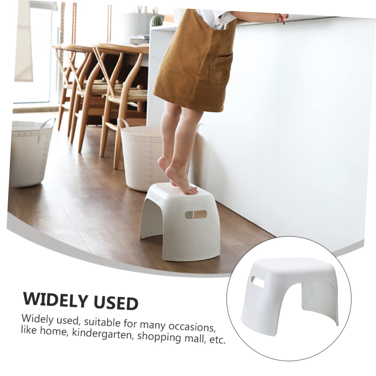 Alipis Taburete Apilable Antideslizante Nórdico Infantil Estilo de Seguro, PP Blanco, 33x20x21cm y Salón y Guardería