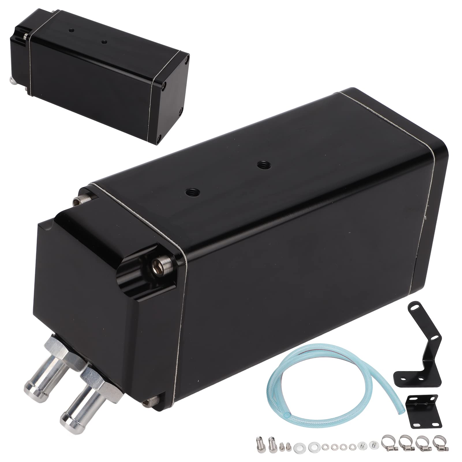 Tbest Oil Catch Tank Kit, Motoröl Catch Can Kit 750ml Fassungsvermögen Aluminiumlegierung Ersatz für Camaro(Schwarz)