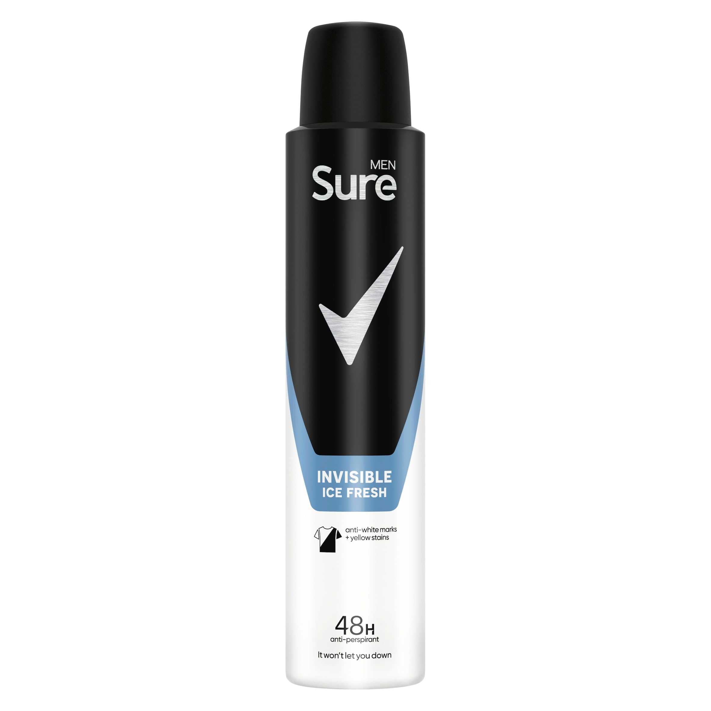 Sure Men Invisible Ice Fresh Anti-Perspirant Aerosol Men's Deodorant that protects against white marks and yellow stains for 48 hour protection against sweat and odour 6x 200 ml