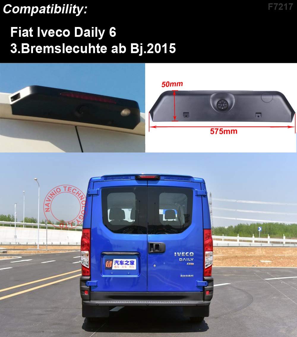 HD 720p Telecamera retromarcia per Transporter Iveco Daily VI 2015->2018 (Typ VI 6) Telecamera retrovisore per semplice montaggio senza forare sostituire la 3. Luce freno con la retrocamera