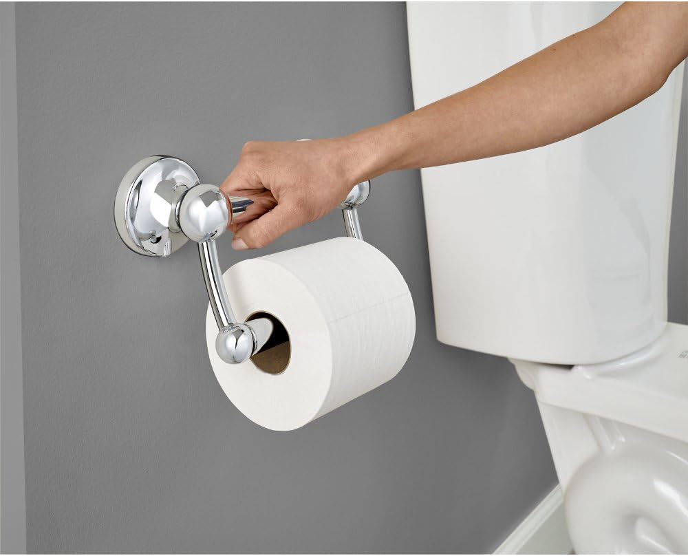 Delta Traditional (1-Pack) Toilet Paper Holder w/Assist Bar ADA Compliant Polished Chrome Bathroom Safety Handle | Wall Mount 300 lb Capacity Balance Bar, Handicap Grip DF704PC