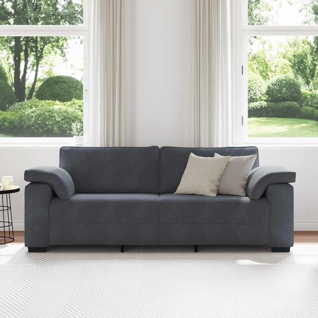 Homgoday Sofá de 3 plazas de Terciopelo Gris Oscuro 178 cm Sofá Moderno para Sala de Estar/Dormitorio/Oficina, Fácil Montaje Sofá Pequeño