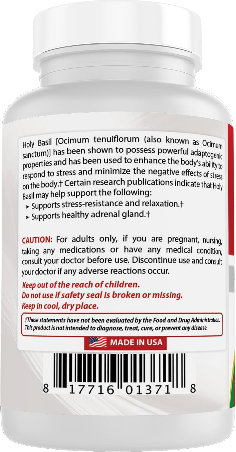 Best Naturals Holy Basil Extract 500 mg 120 VCaps (120 Count (Pack of 2)) - Image 7