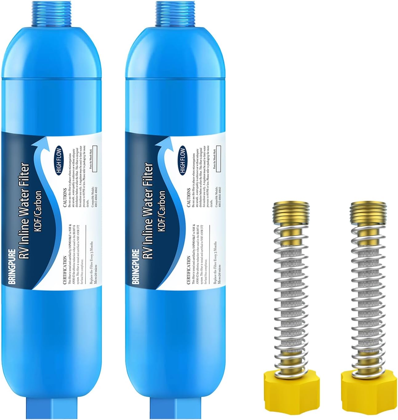 RV Inline Water Filter with Versatile Hose Protector, Licensed by NSF to Cut back Unhealthy Style, Odors, Rust, Chlorine, Lead, Fluoride and Extra Sediment in Consuming Water (2 Packs)