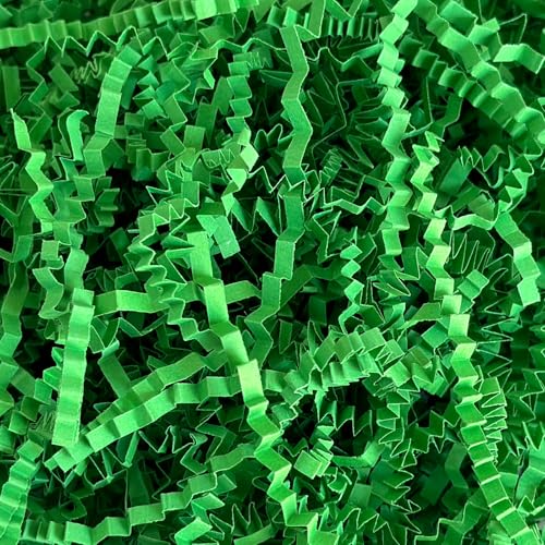 Corlcol 200g(7oz) Crinkle Paper Filler for Gift Baskets Gift Box Paper Shreds Decoration for Birthday Easter Christmas (Forest Green)