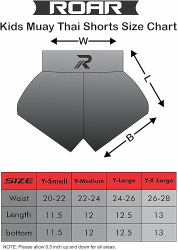 Miniatura 5 de ROAR-INT Pantalones cortos de Muay Thai para niños, artes marciales, MMA Kickboxing, pantalones cortos para niños y niñas