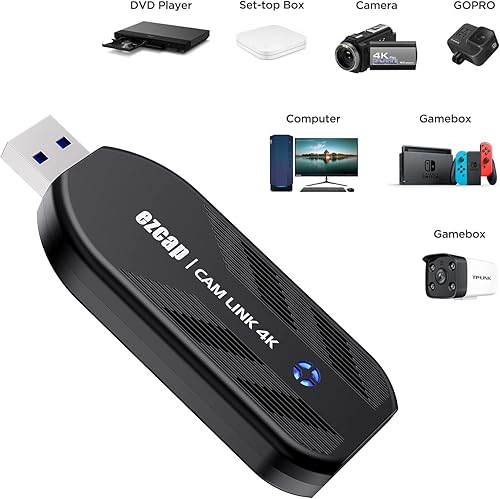Miniatura 6 de Ezcap 331 Cam Link 4K, USB 3.1 Grabación de tarjeta de captura a través de DSLR, videocámara y Action Cam, etc. Transmisión y grabación de 1080P60 o