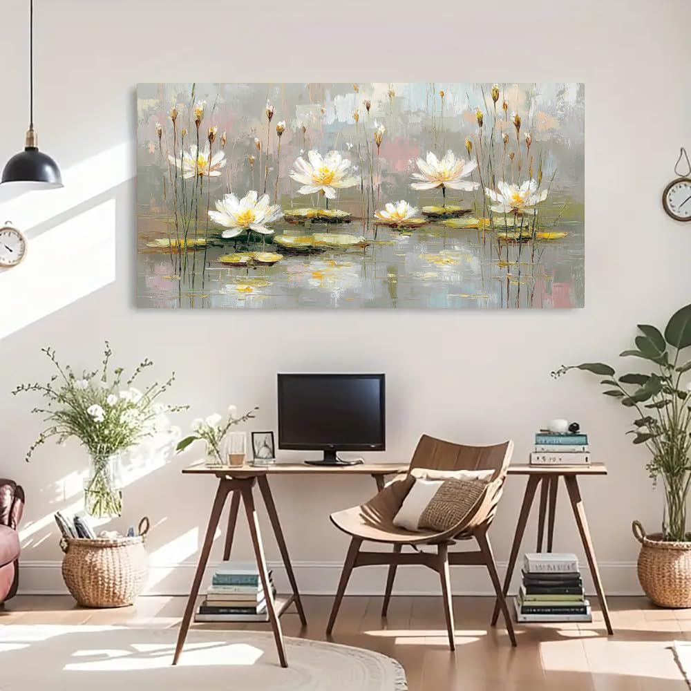 Cuadro decorativo de pared con diseño de nenúfares, lámina abstracta, arte moderno para el hogar, póster para sala de estar (35x70cm/marco interno)