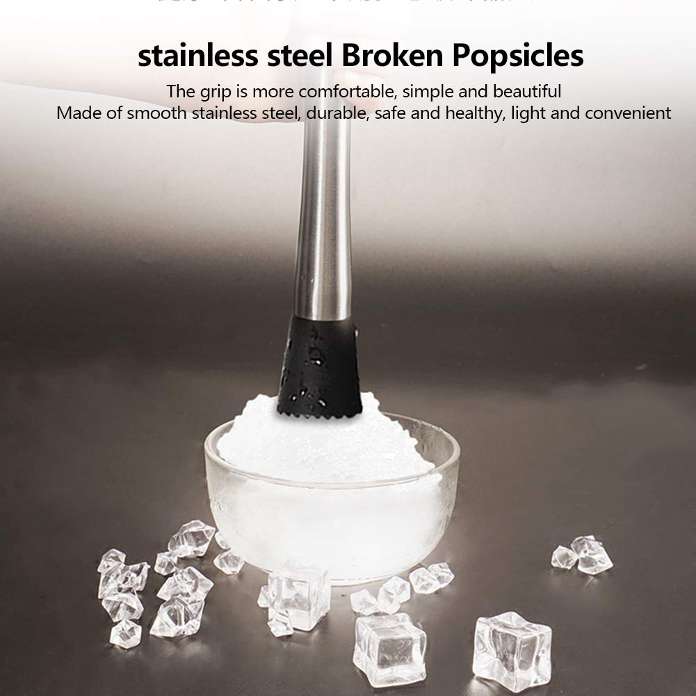 Horoper Stainless Steel Ice Crushing Rod Food Wine Mixing Bar Stick Muddler Hammer for Home Bar Use for Making Creating Delicious Mojitos Other Fruit Based Drinks Beverages in