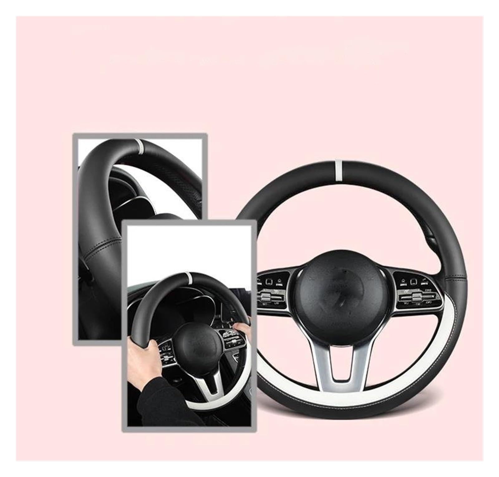 Lenkradabdeckung Auto Mikrofaser Leder Auto Lenkrad Abdeckung Für Mazda 2 3 Für Axela 2013-2016 Lenkrad Schutzhülle Rutschfester Lenkradbezug(Schwarz)