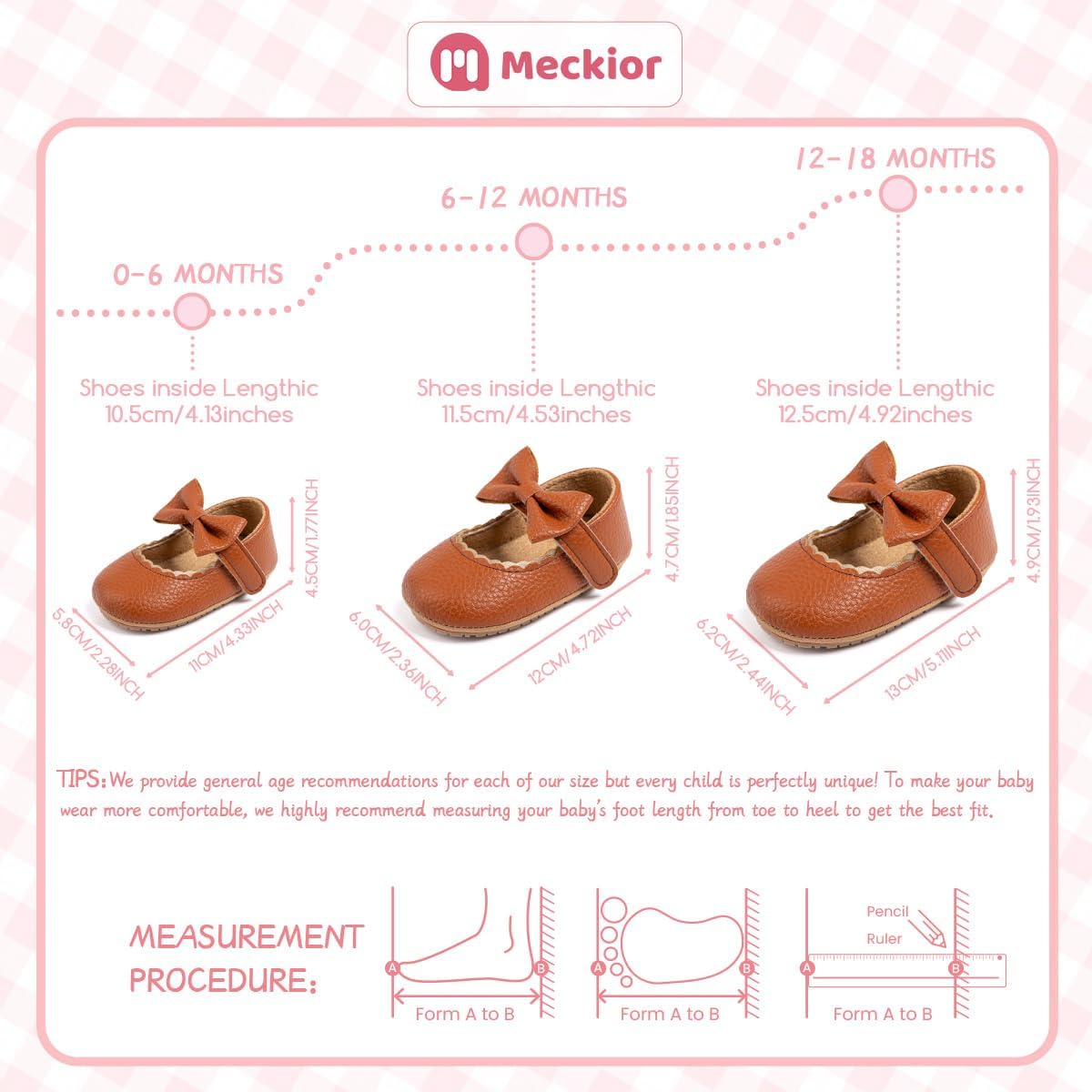 Meckior Infant Baby Girls Soft Sole Bowknot Princess Wedding Dress Mary Jane Flats Prewalker Newborn Light Baby Sneaker Shoes - Image 6