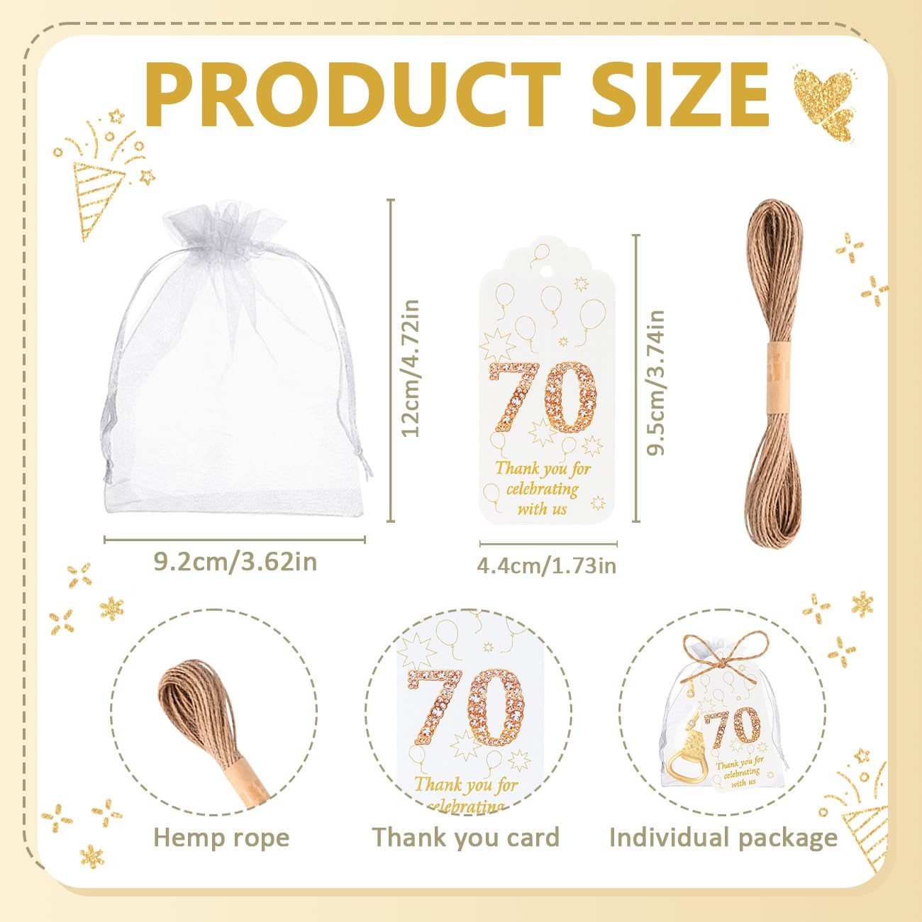 60 Stück Partygeschenke zum 60. Geburtstag, Flaschenöffner-Set, goldener Flaschenöffner, Geburtstag, personalisierbar, Partyzubehör, 60. Hochzeitstag, Souvenirs für Gäste