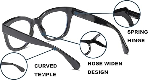 Miniatura 3 de Gafas de lectura de gran tamaño para mujer, paquete de 3 unidades con bloqueo de luz azul, lectores de bisagra de resorte para computadora, 6MIX-C1
