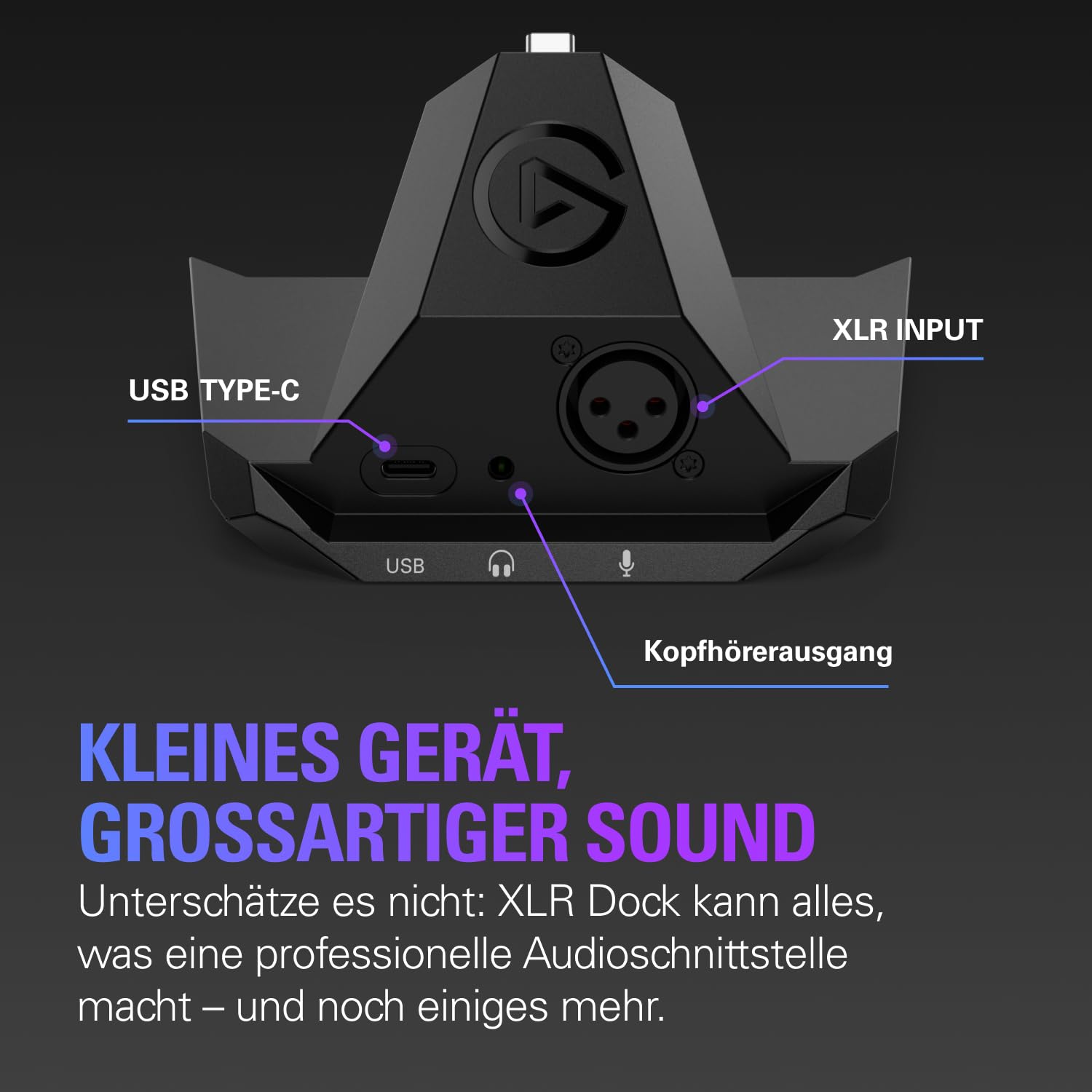 Elgato XLR Dock – Für Stream Deck +, XLR-auf-USB-Mikrofonschnittstelle, anpassbarer Audiomixer, 75 dB Verstärkung/Phantomspeisung/Clipguard – Mac/PC, Stream Deck nicht im Lieferumfang enthalten