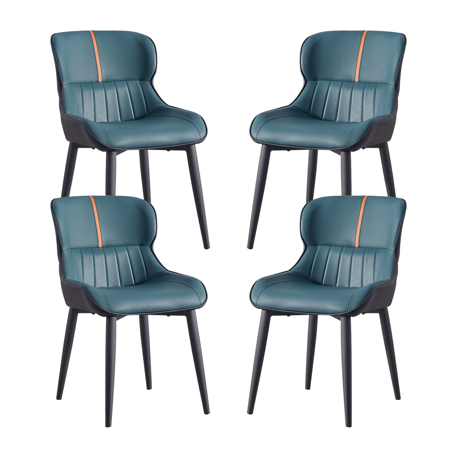 SJIALEN Dining Chairs Set of 4, with Carbon Stee Legs Modern Living Room Side Chairs PU Leather Water Proof Kitchen Counter Chairs Kitchen Chair (Color : Navy Blue)