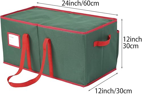 Miniatura 6 de Sattiyrch Caja de almacenamiento de adornos navideños con cierre de cremallera doble, la caja contribuye con ranuras para 128 adornos navideños de 3