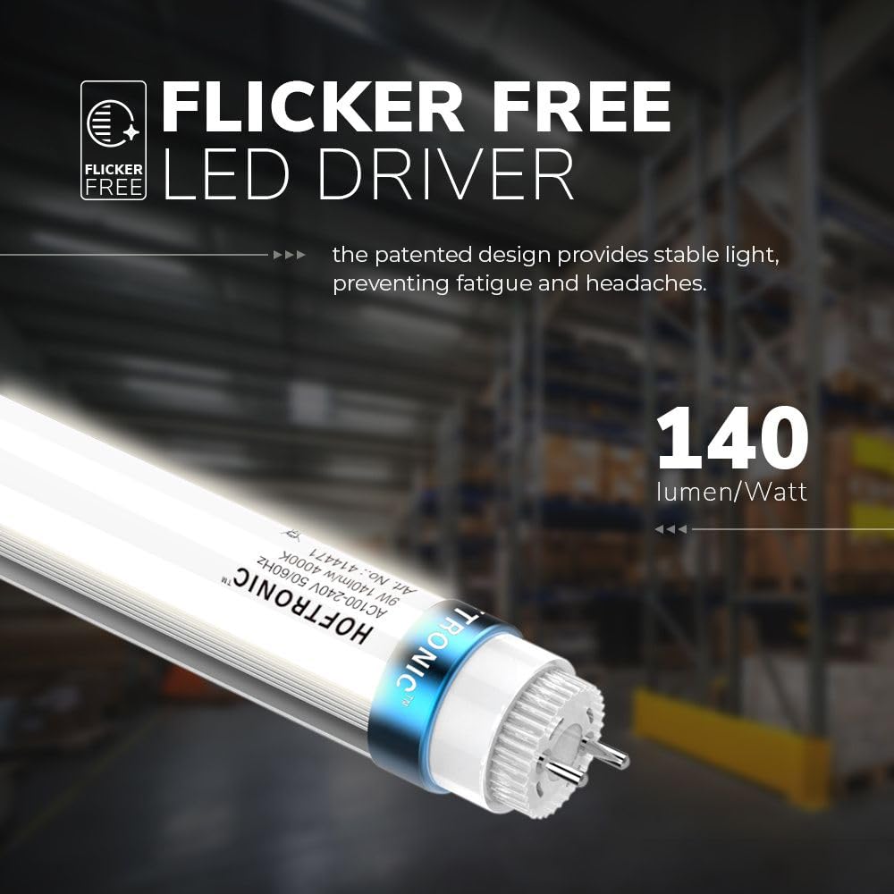HOFTRONIC - Tube LED 60 cm - 9 Watt 1260 Lumen (140lm/W) - T8 G13 - Tube Neon sans scintillement - 4000K Blanc Neutre Tube Fluorescent - Durée de vie : 50 000 heures Garantie de 5 ans