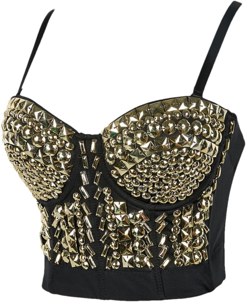 Adhdyuud Women Sexy Push Up Bra Bras Diamond Sequined Underwear Bralette Y2k Short Tops Corset