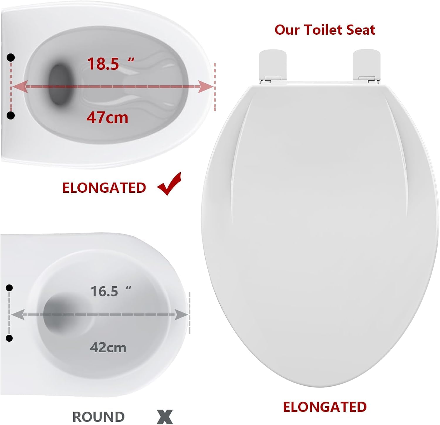Toilet Seat Elongated,Toilet Seat with Toddler Seat Built in, Potty Training Toilet Seat Elongated Fits Both Adult and Child, with Soft Close,Easy Install and Clean - White