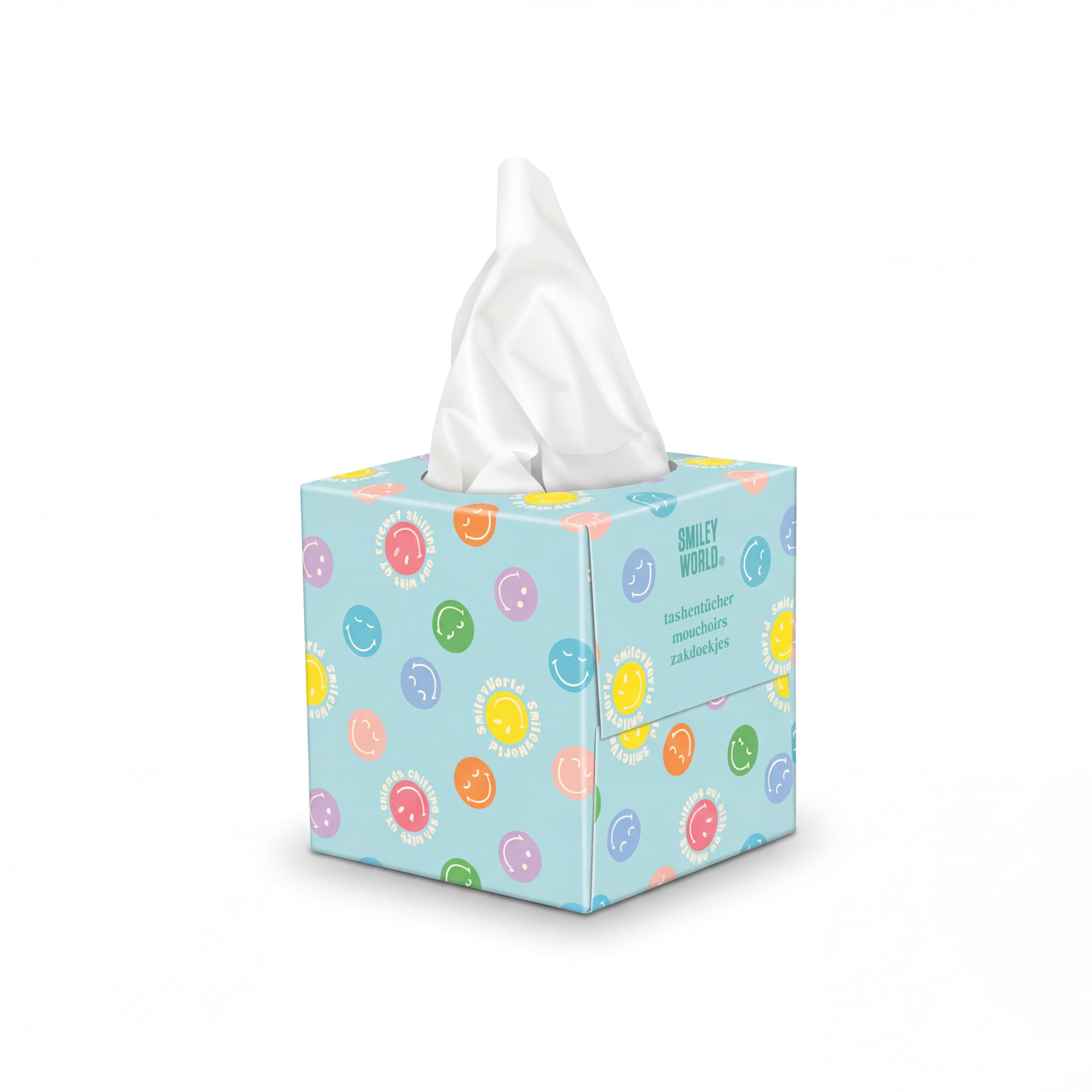SMILEYWORLD Mouchoirs Ultra-Doux – 12 Boîtes Cube x 48 Feuilles (576 Feuilles) – 3 Plis – 3 Designs – Mouchoirs en Papier Résistants et Saugants (BLOOM EDITION)