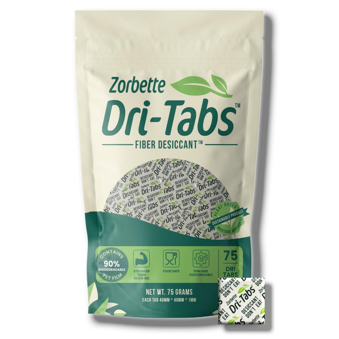 Sponsored Ad - Dri-Tabs | Food-Safe Moisture Absorbers – Keep Fruits, Veggies, Snacks, Bread & More Fresher, Longer! Eco-Friendly, Plant Based Desiccant That Replaces Silica Gel Packets - 75pk (Green)
