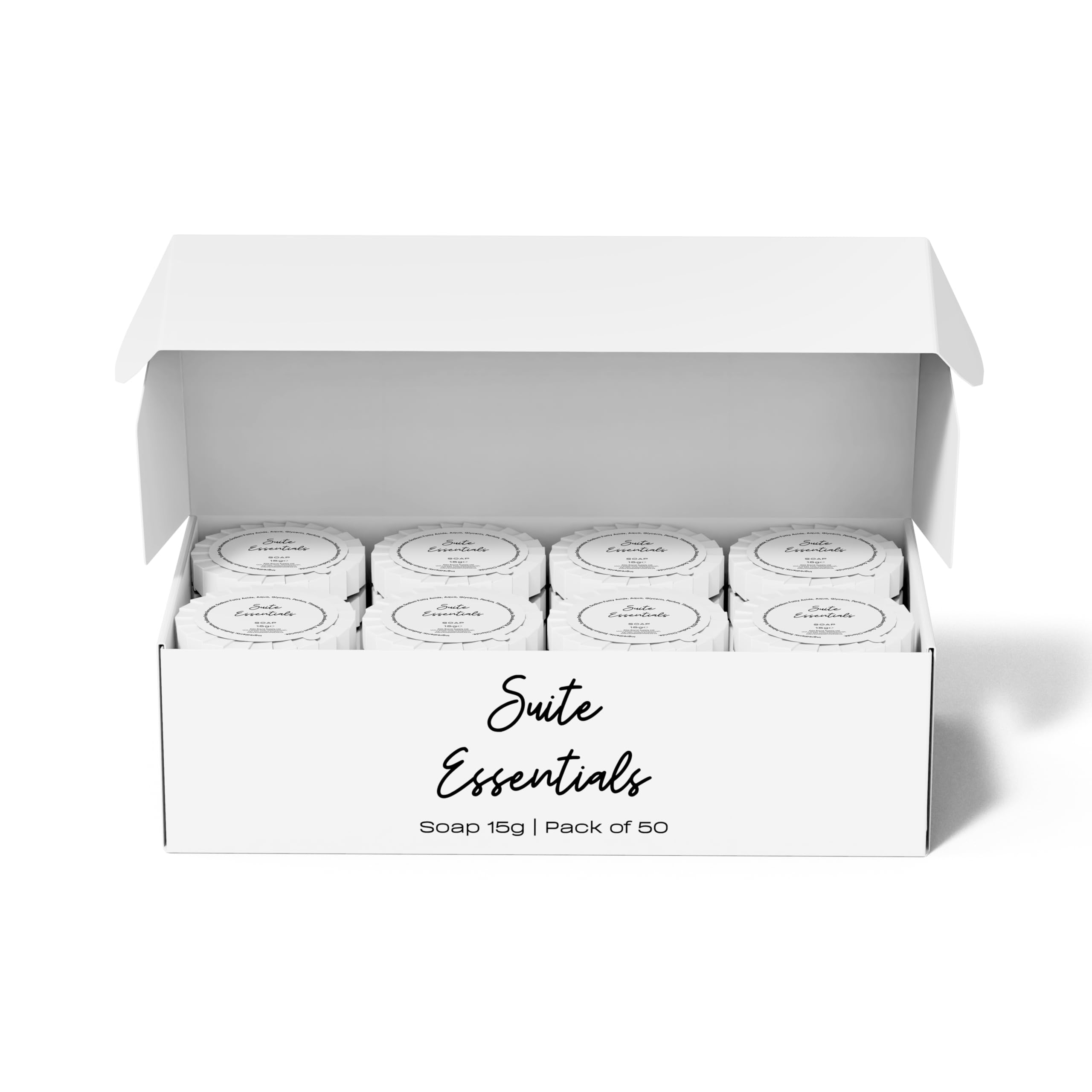 50 x 15 g Barres de savon en vrac - Idéal pour hôtels, chambres d'invités, Airbnb et hébergement, emballage recyclable, achat en gros de mini articles de toilette en multipack