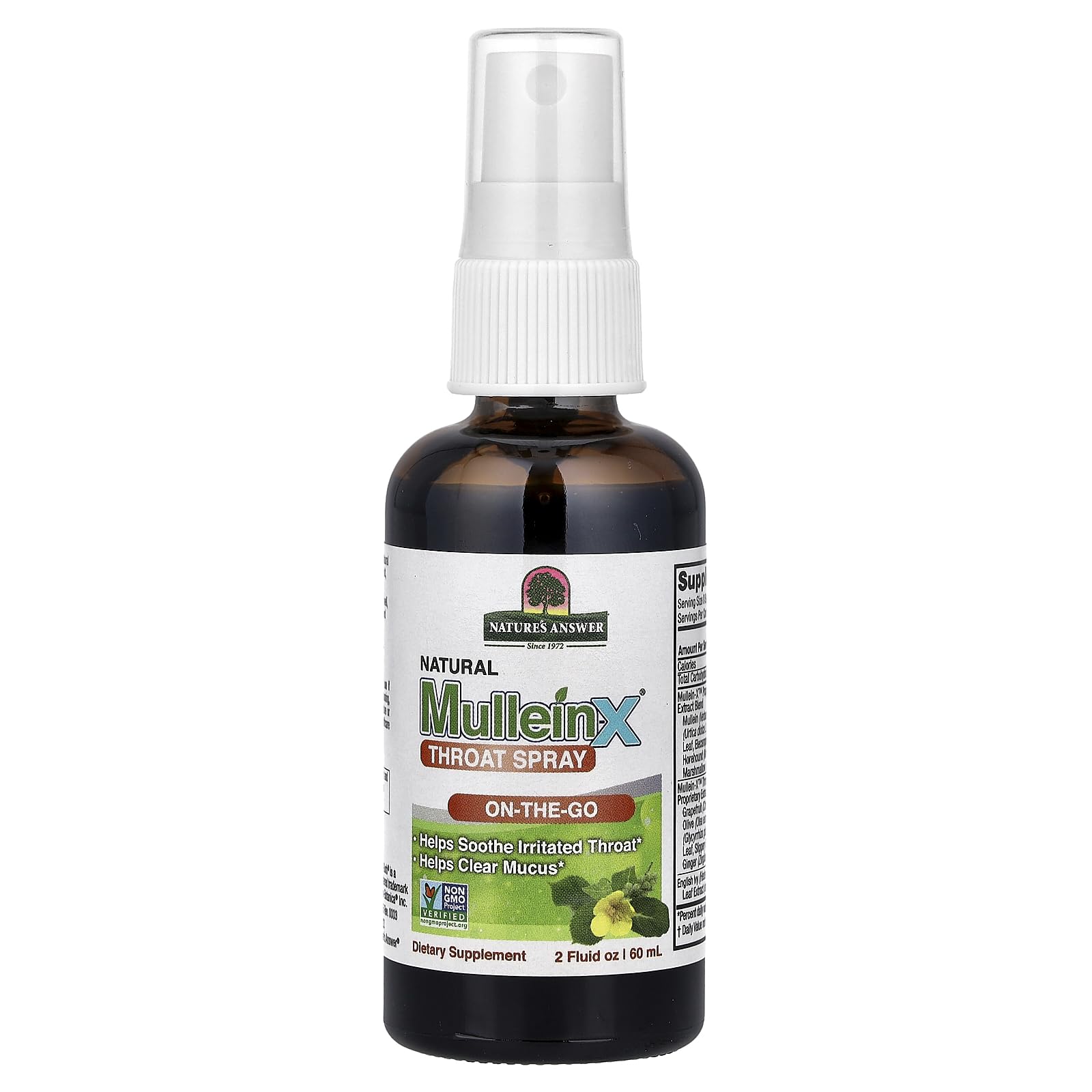 Mullein-X Throat Spray 2 Fluid Ounce | On The Go | Soothes Throat | Clears Mucus | Gluten Free, Non GMO, Vegetarian | Natural Peppermint Flavor