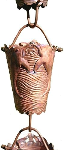 Wave & Dolphin Tema cadena de lluvia de cobre con Kit de instalación, Cobre