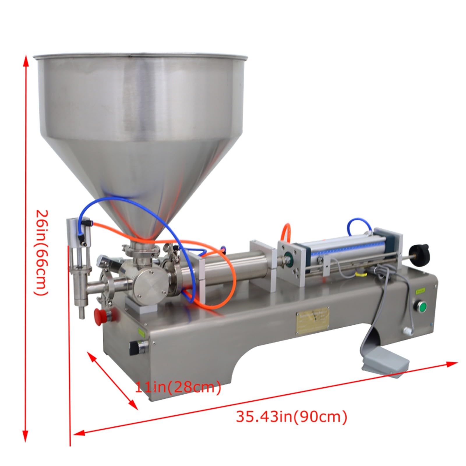 BEILOCKERY Paste Liquid Filling Machine with Large Capacity Hopper One Nozzle Piston Filler for Oil Liquids Sauce Butter 50-500ml 110V