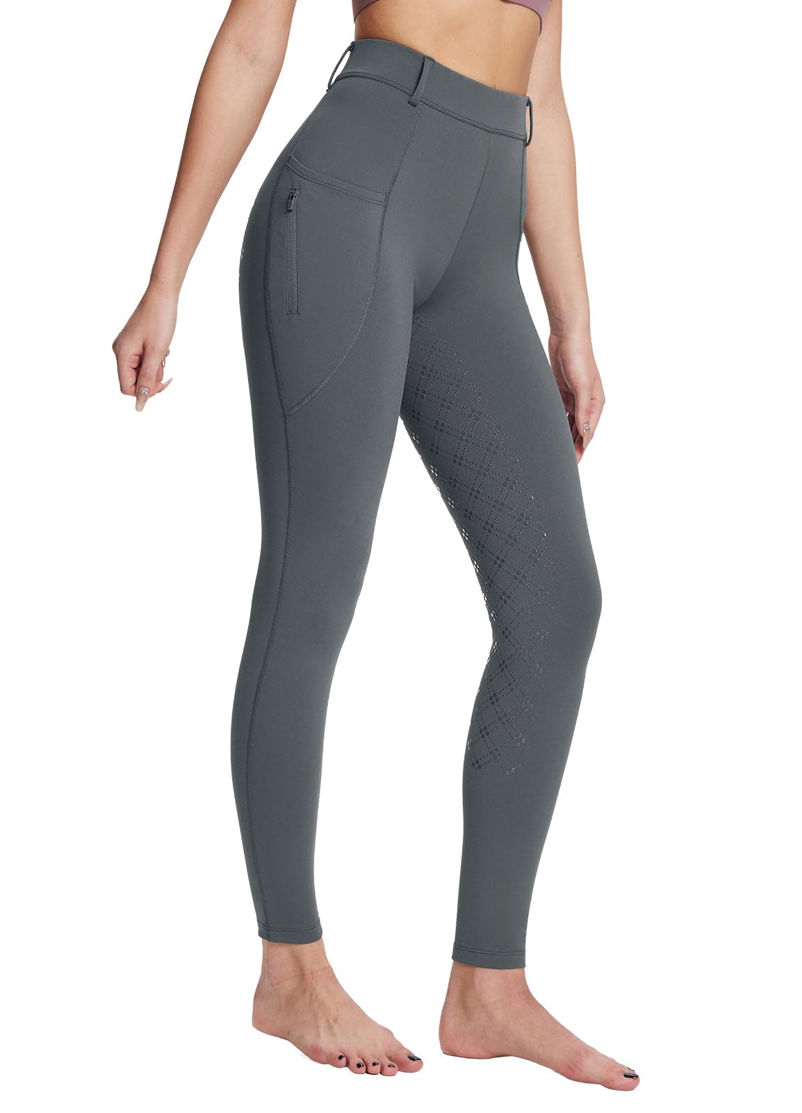 BALEAF Pantalones de equitación de invierno para mujer, con forro polar, con bolsillos con cremallera — view 8